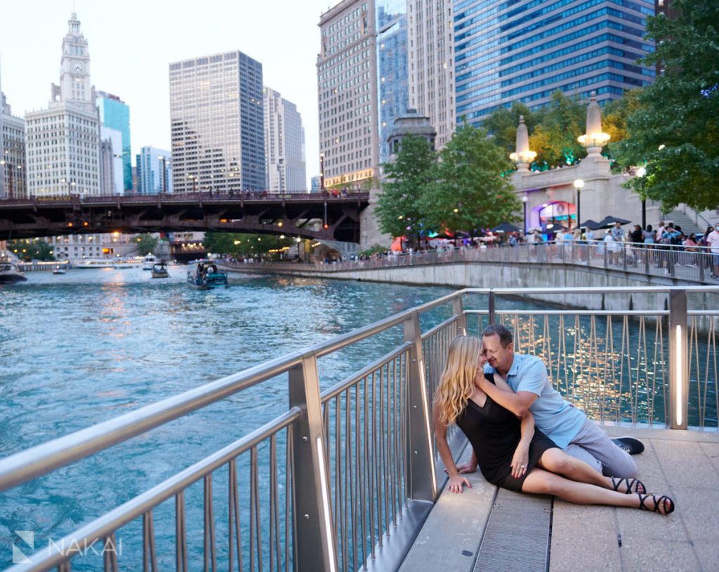 chicago riverwalk engagement photos proposal