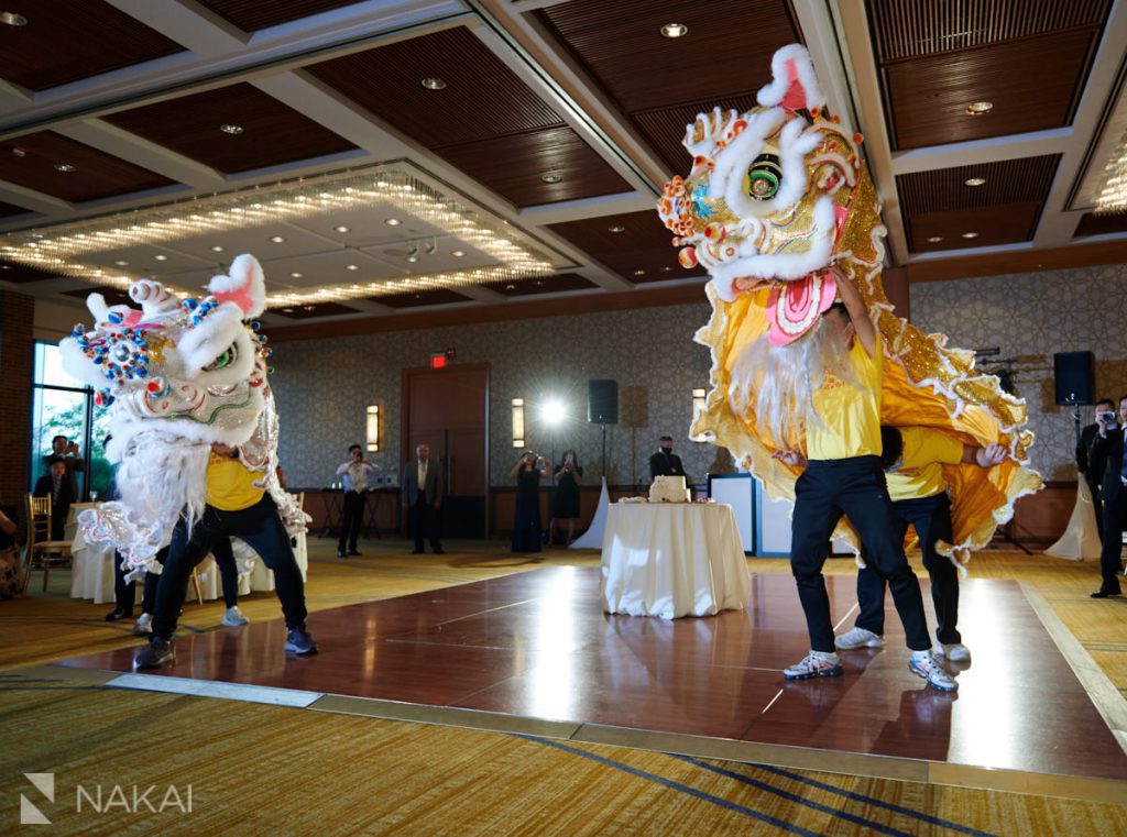 Hyatt lodge wedding photos reception Chinese dragons 