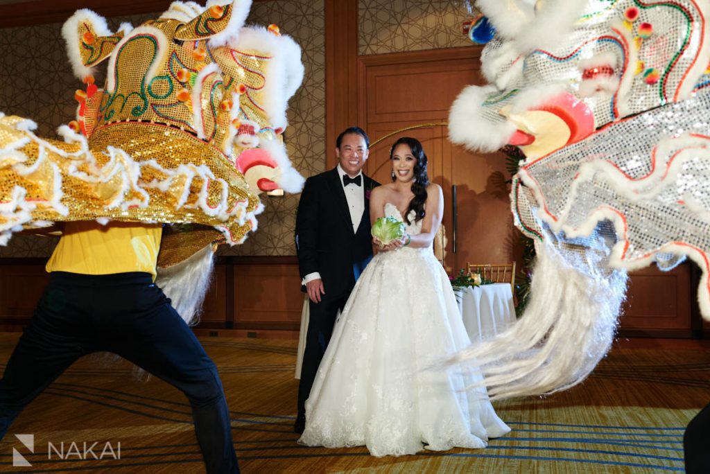 Hyatt lodge wedding photos reception Chinese dragons 