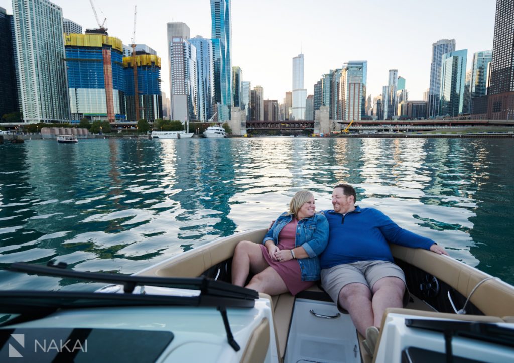 chicago boating engagement photos river