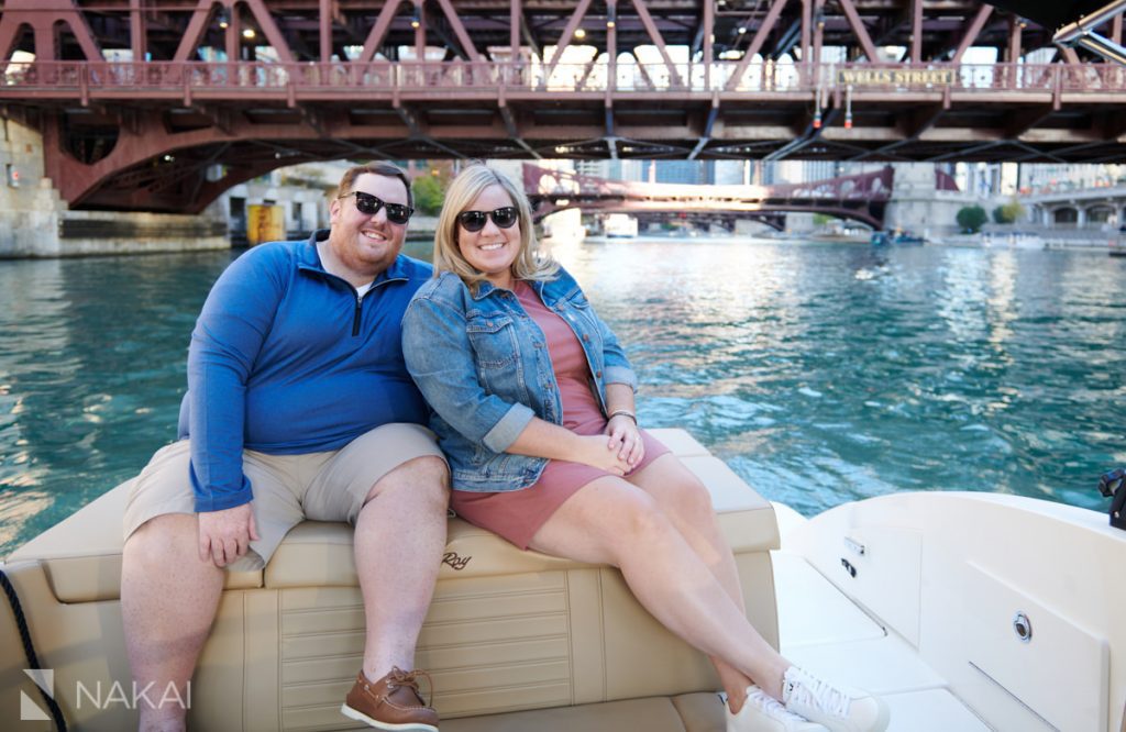 chicago boating engagement photos river