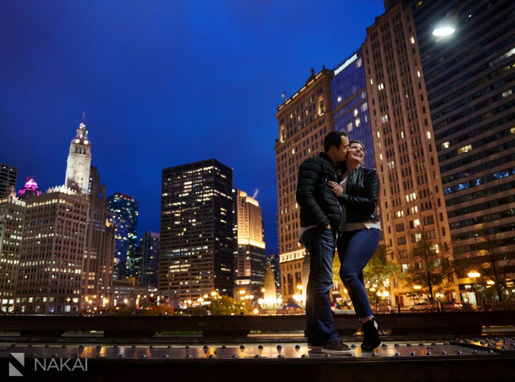 best chicago proposal pictures riverwalk at night