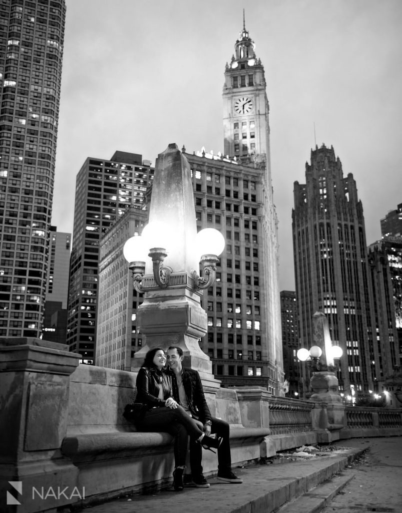 best chicago proposal pictures riverwalk at night