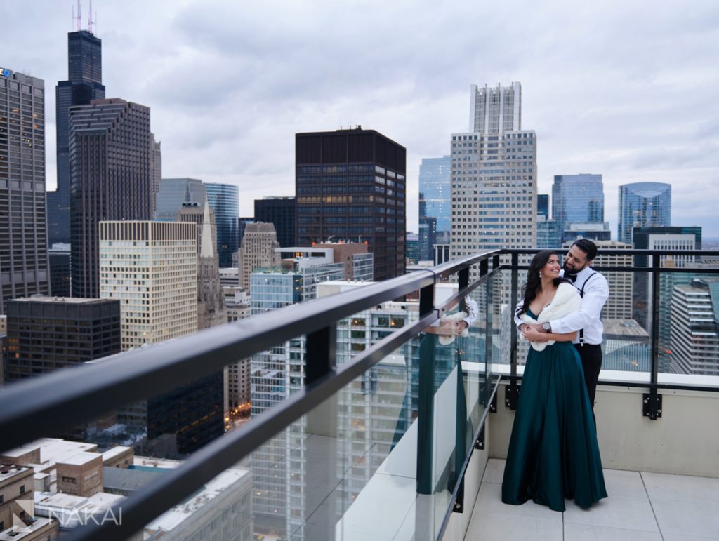 chicago indian engagement photos rooftop 