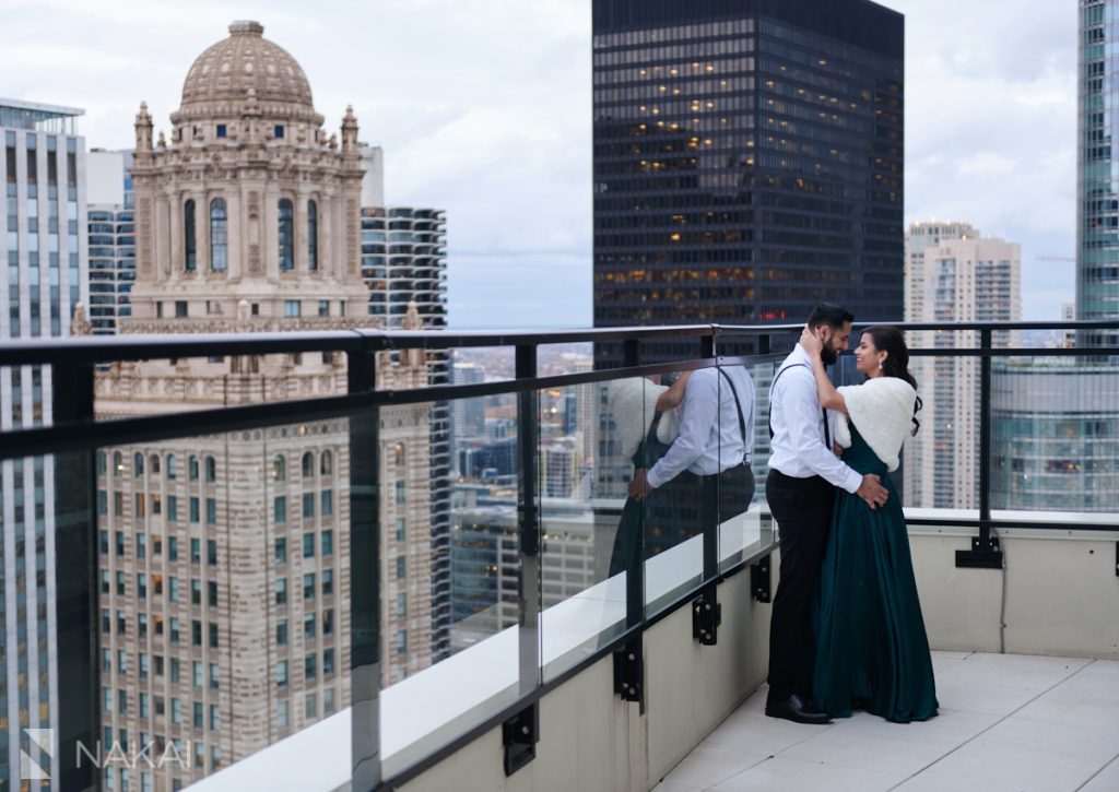chicago indian engagement photographer rooftop