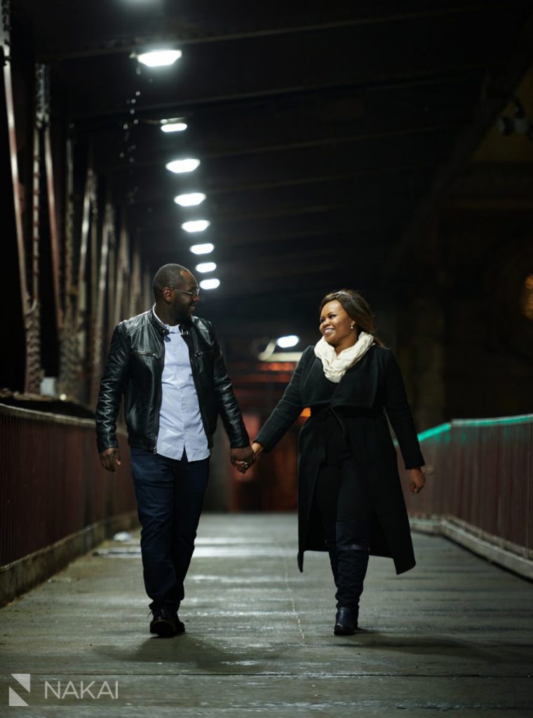 chicago winter proposal photography at night