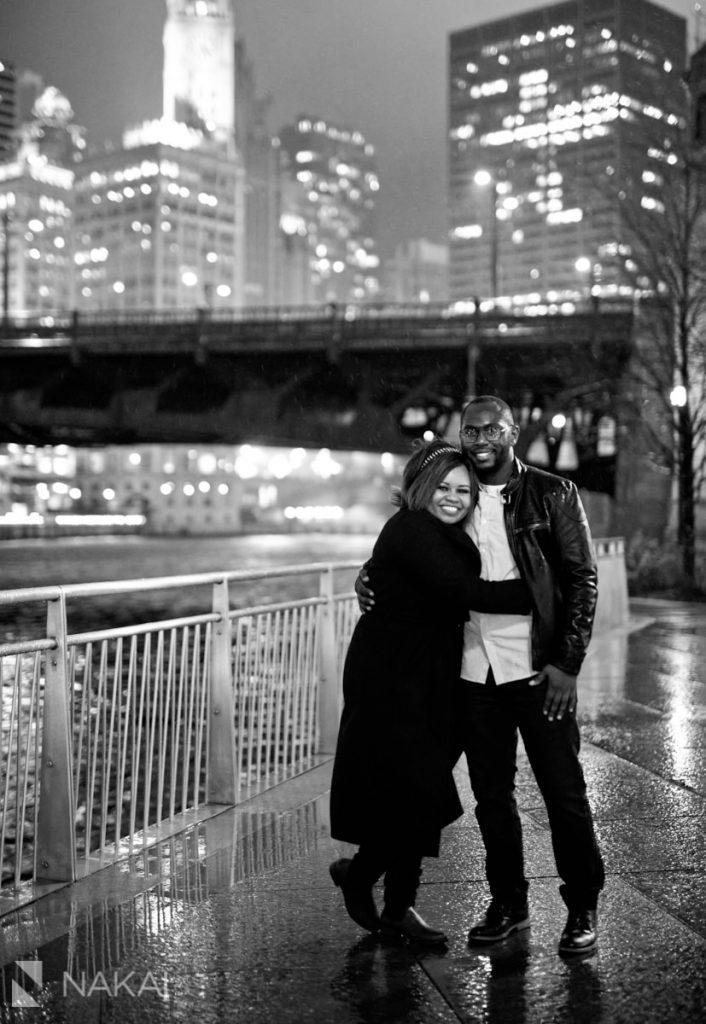 chicago winter proposal pictures at night