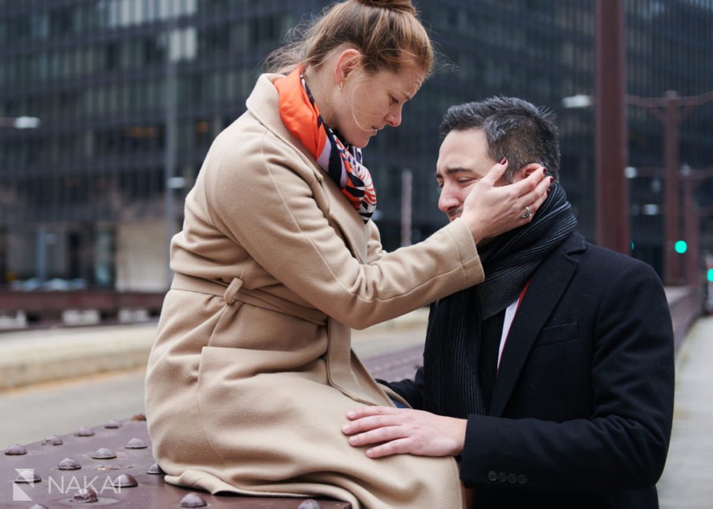 chicago proposal photographers winter emotions