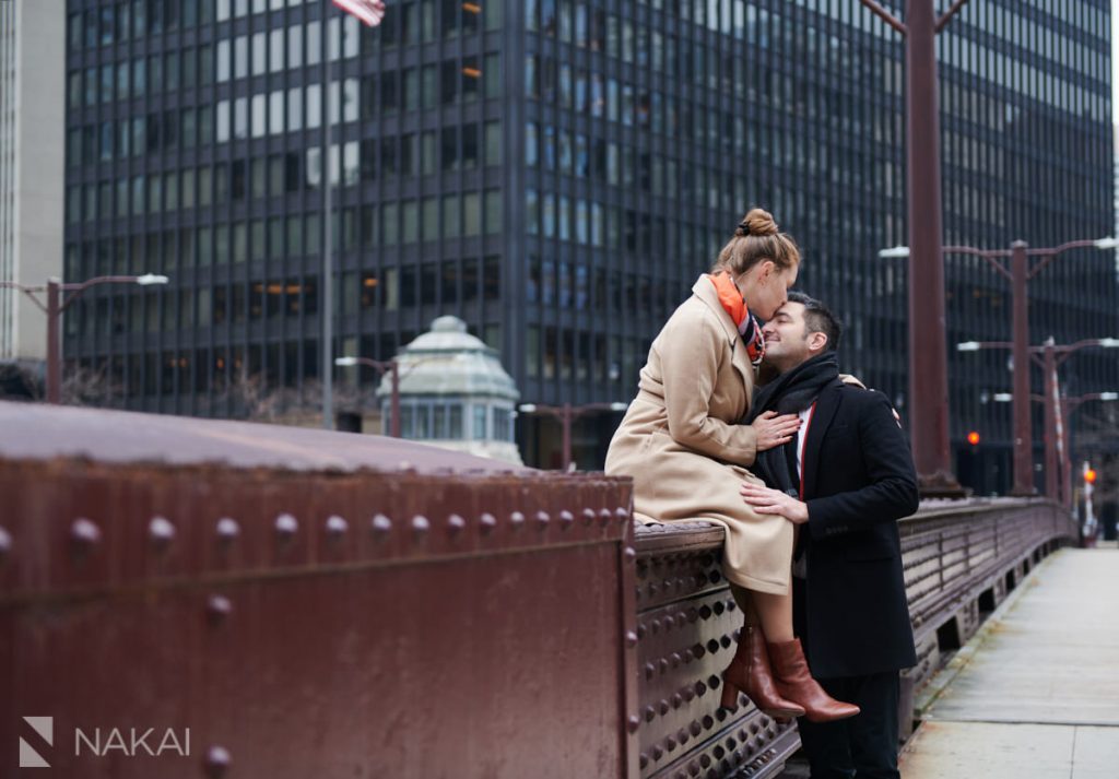 chicago proposal photography winter downtown