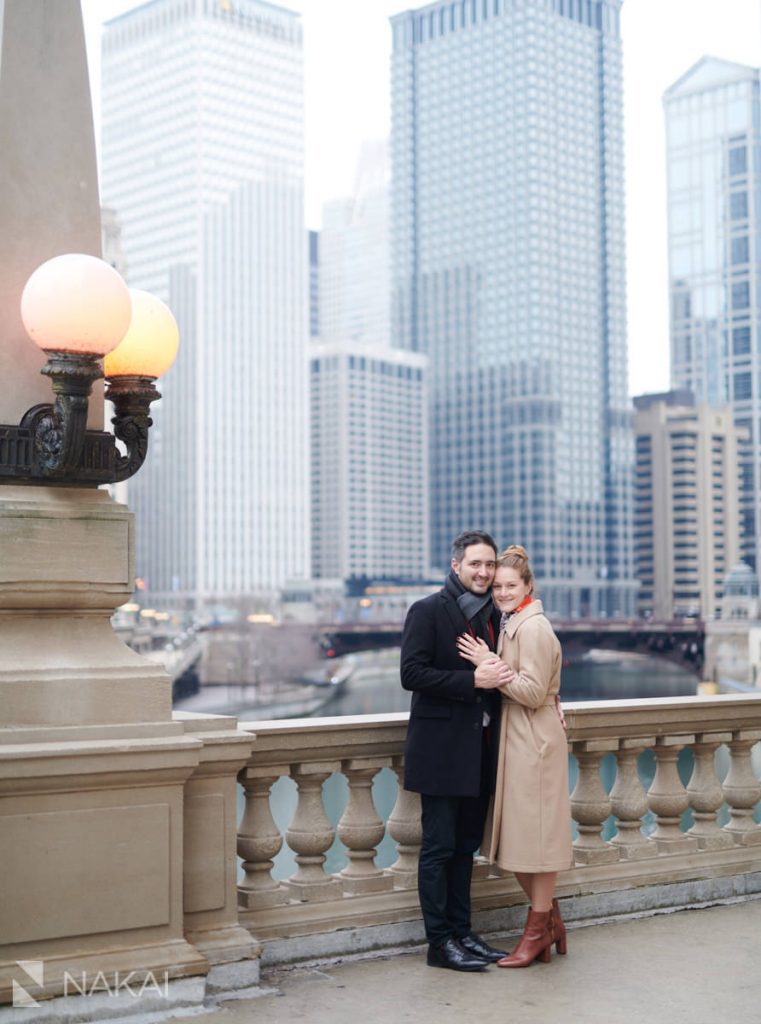 chicago proposal photography winter river