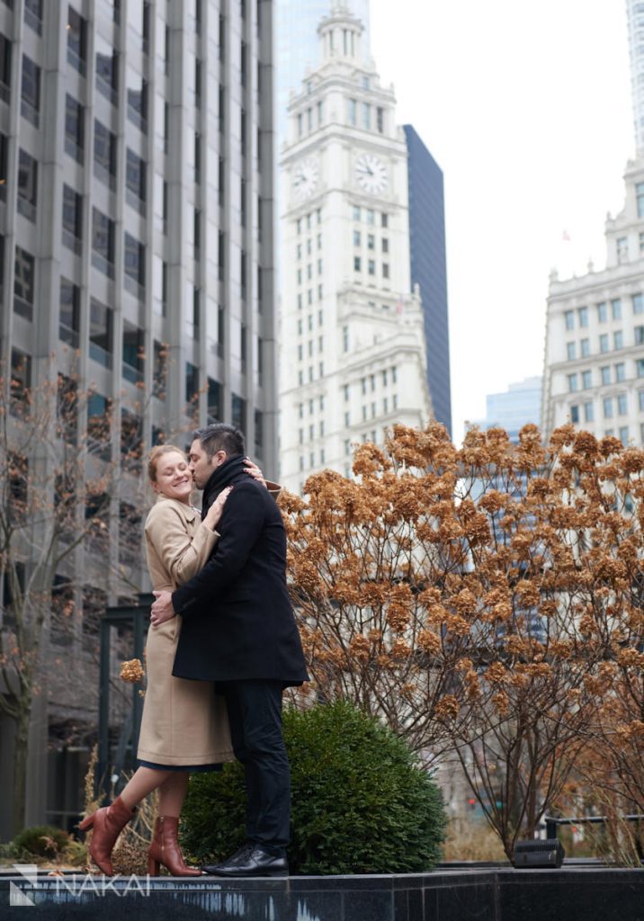 chicago proposal photos winter Michigan Ave