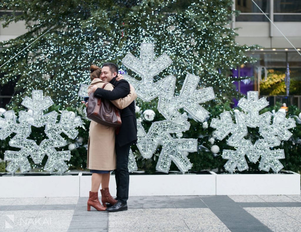 chicago proposal photography winter Michigan Ave