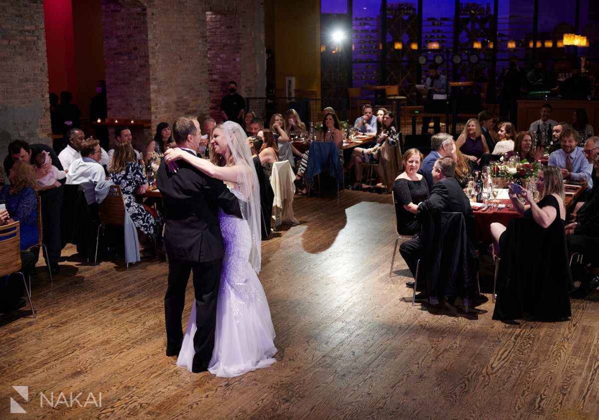 Chicago city winery reception wedding photos first dance