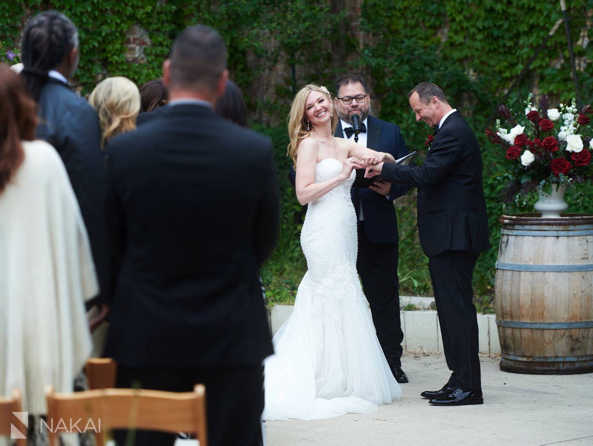 Chicago city winery ceremony wedding photos bride groom
