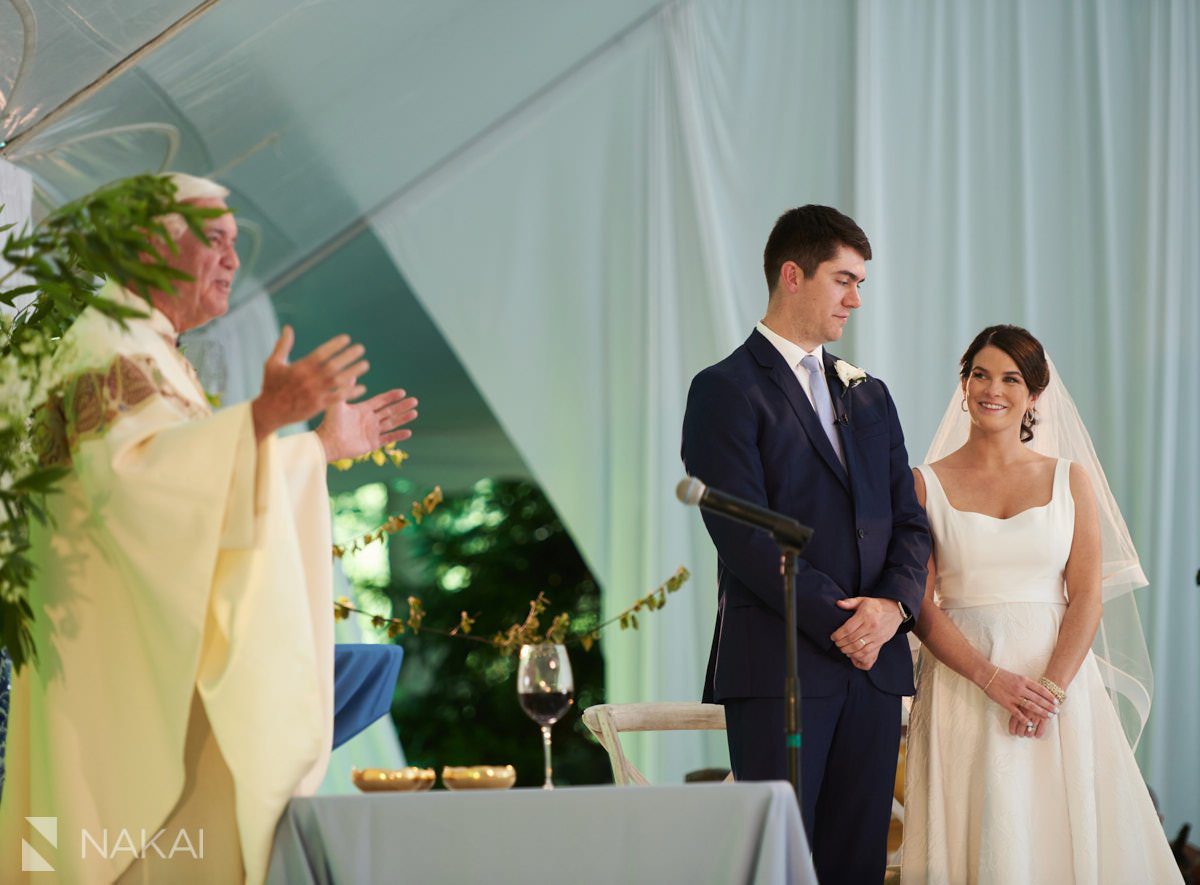 chicago north shore wedding photographer backyard ceremony bride groom