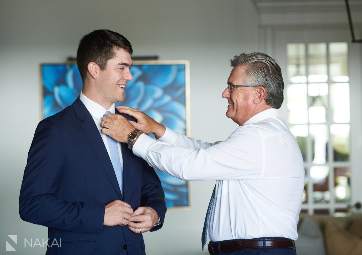 chicago north shore wedding photos groom getting ready home