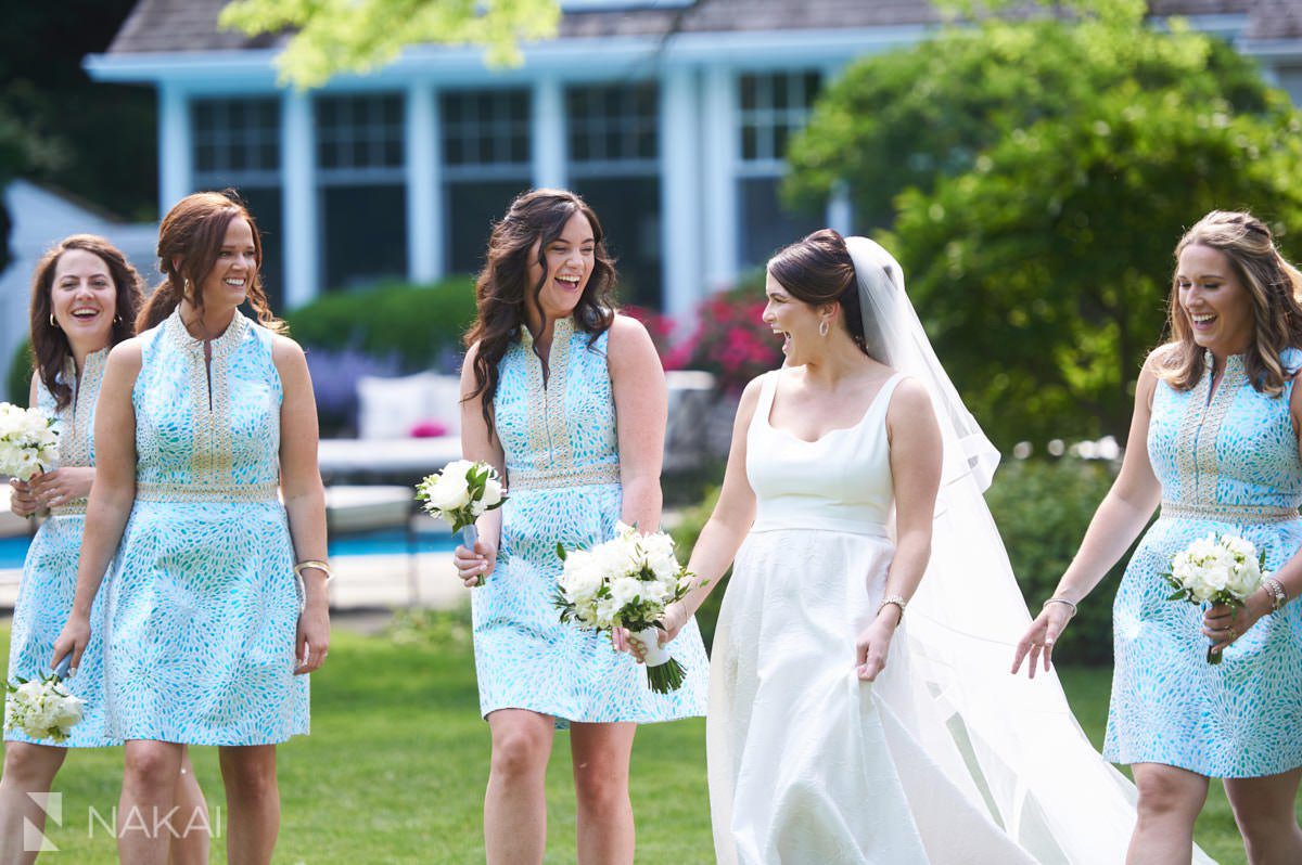 chicago north shore wedding photographer bridal party backyard