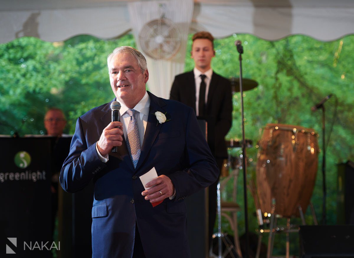 chicago north shore wedding photos backyard reception toast