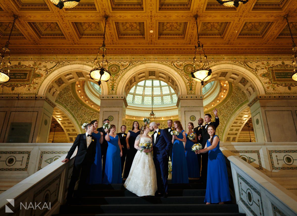 Chicago cultural center wedding photos bridal party