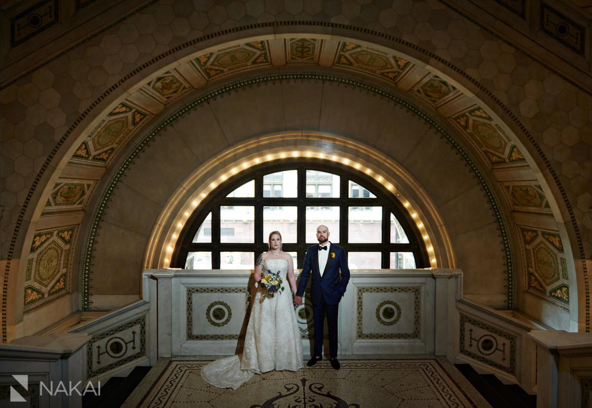 Chicago cultural center wedding photos bride groom