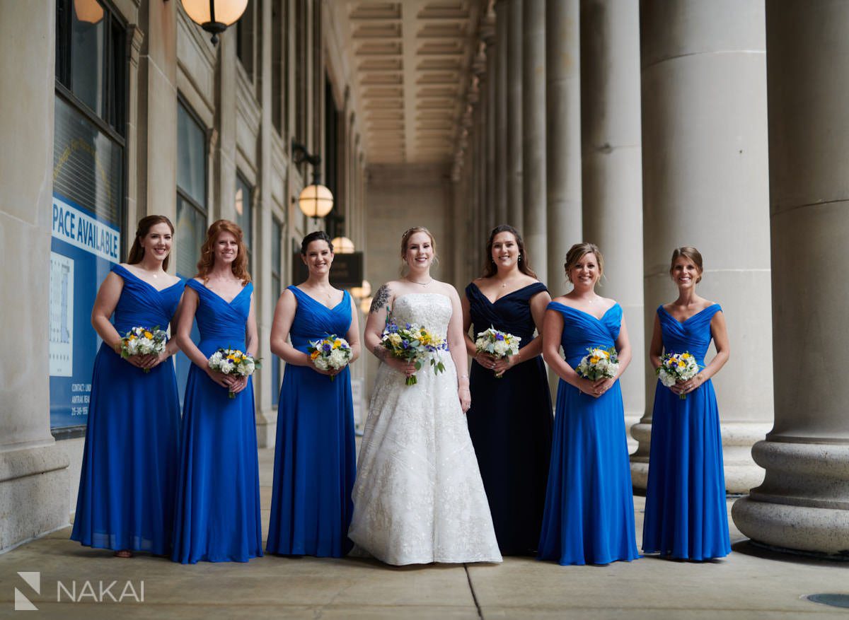 chicago union station wedding photographer bridal party