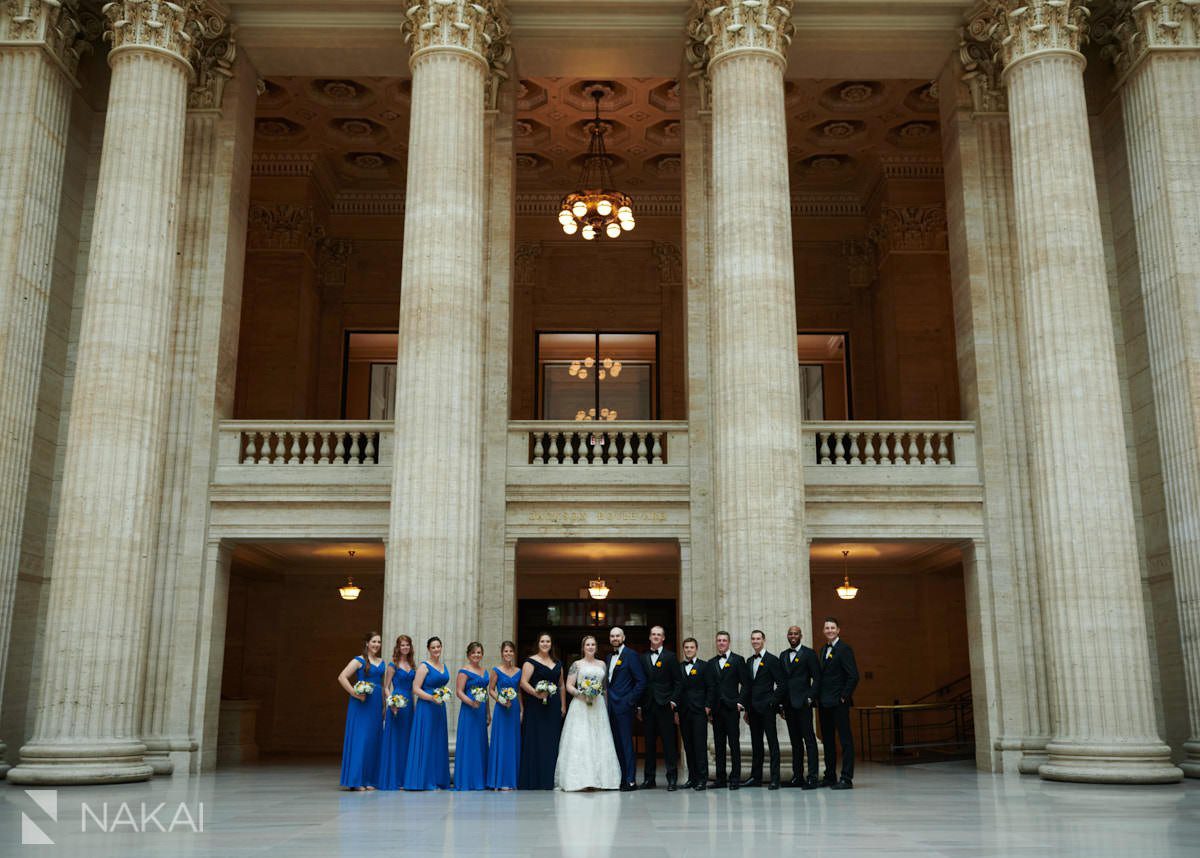 chicago union station wedding pictures bridal party