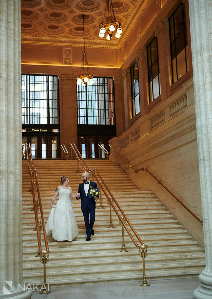 chicago union station wedding photos bride groom