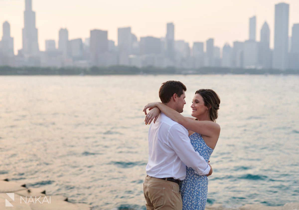 adler planetarium engagement pictures chicago skyline