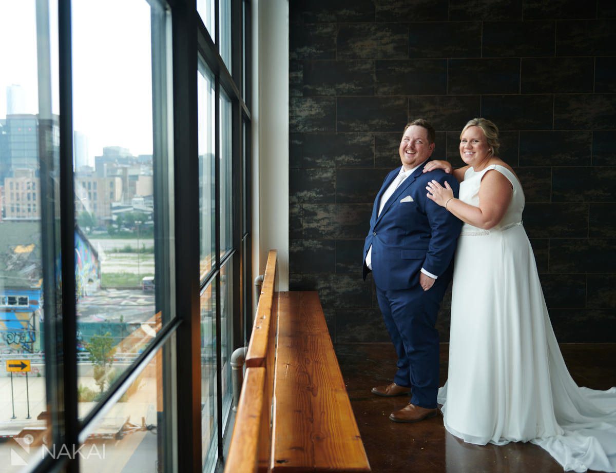 chicago morgan mfg wedding photographer bride and groom