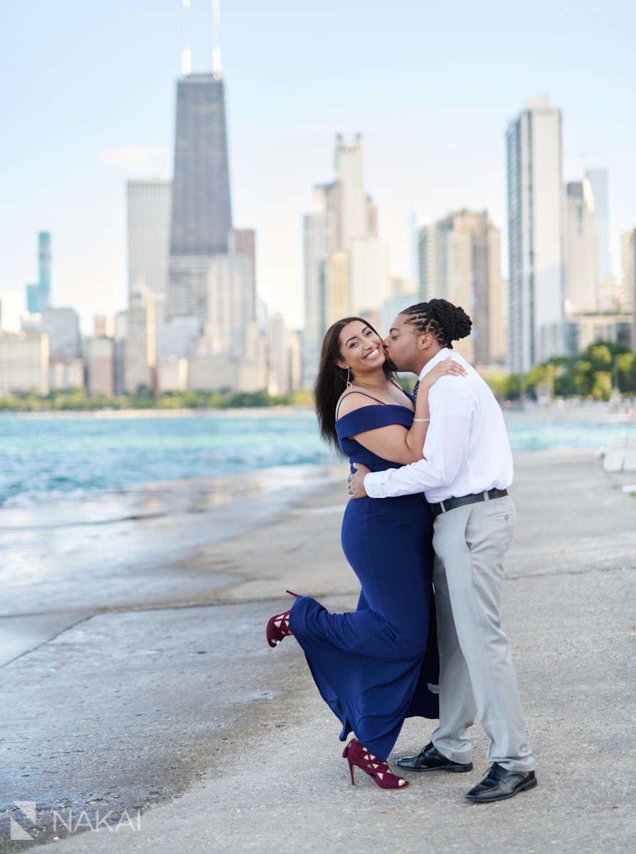 chicago skyline engagement photos black couple