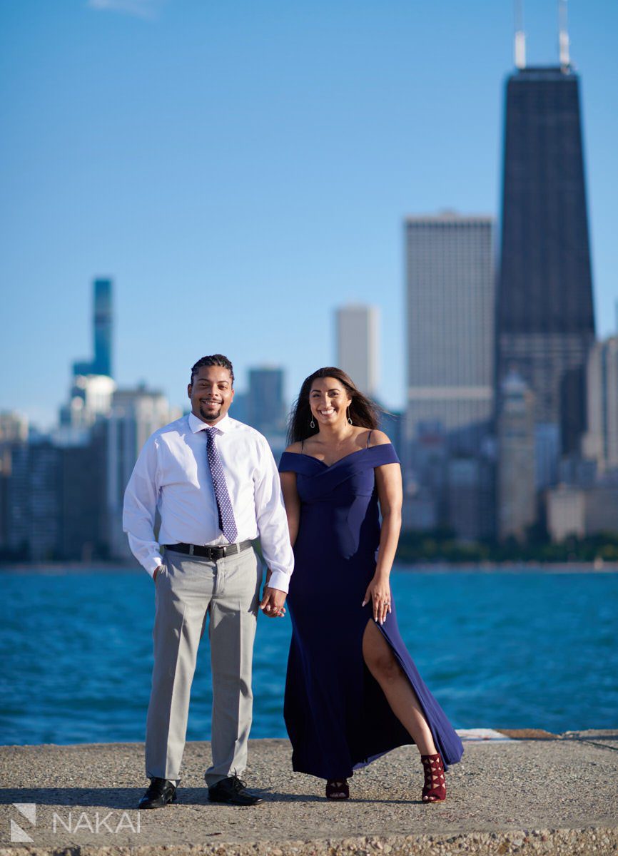 chicago skyline engagement photographer black couple