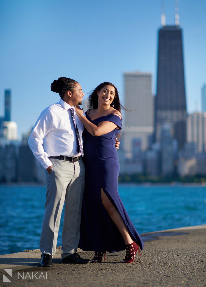 chicago skyline engagement pictures black couple