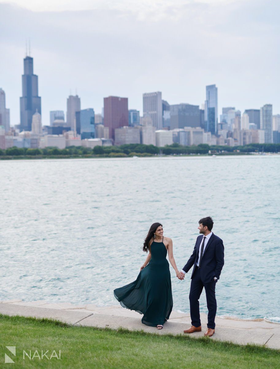 chicago skyline photographer Indian couple adler planetarium