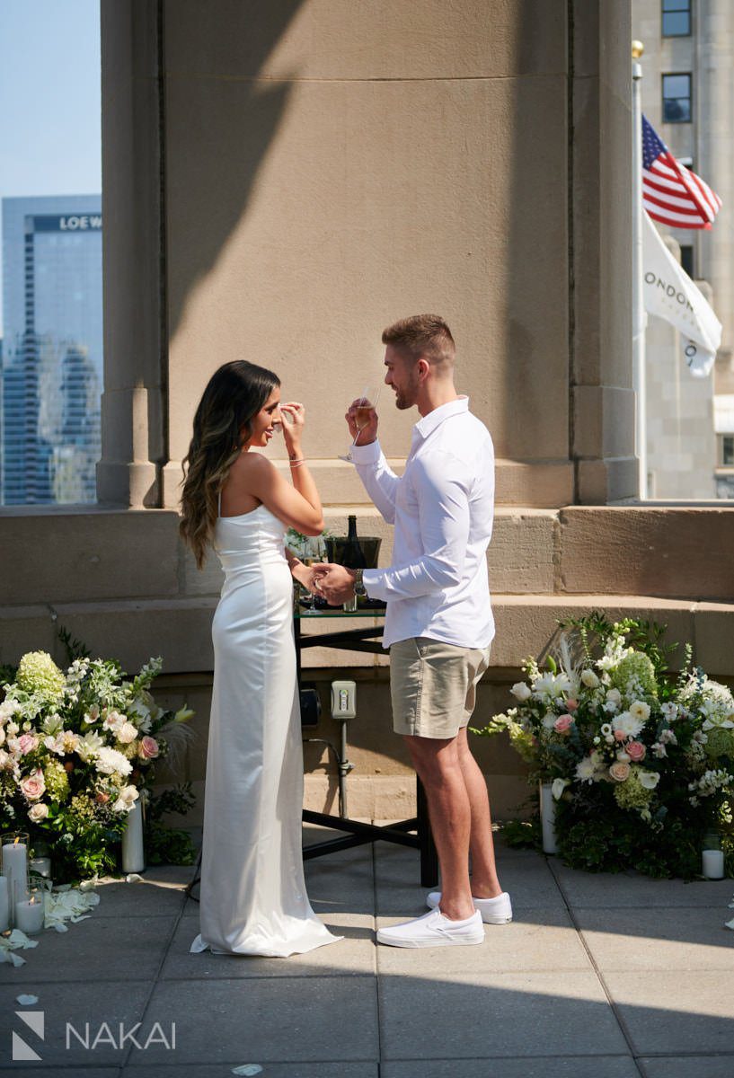 londonhouse proposal photos chicago rooftop cupola