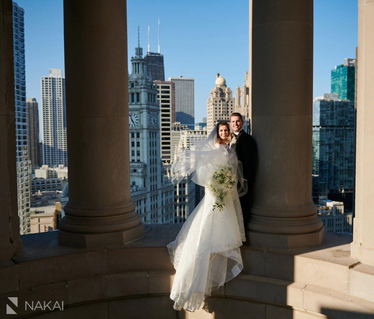 Chicago LondonHouse wedding photographer cupola bride groom