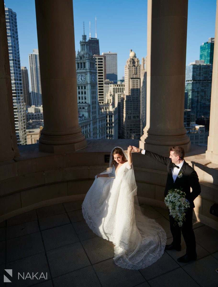 Chicago LondonHouse wedding photographer cupola bride groom