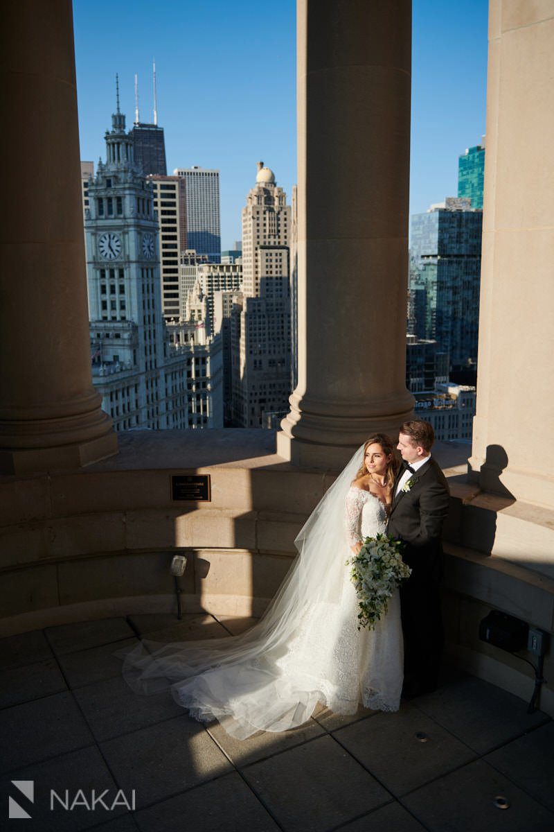 Chicago LondonHouse wedding photography cupola bride groom