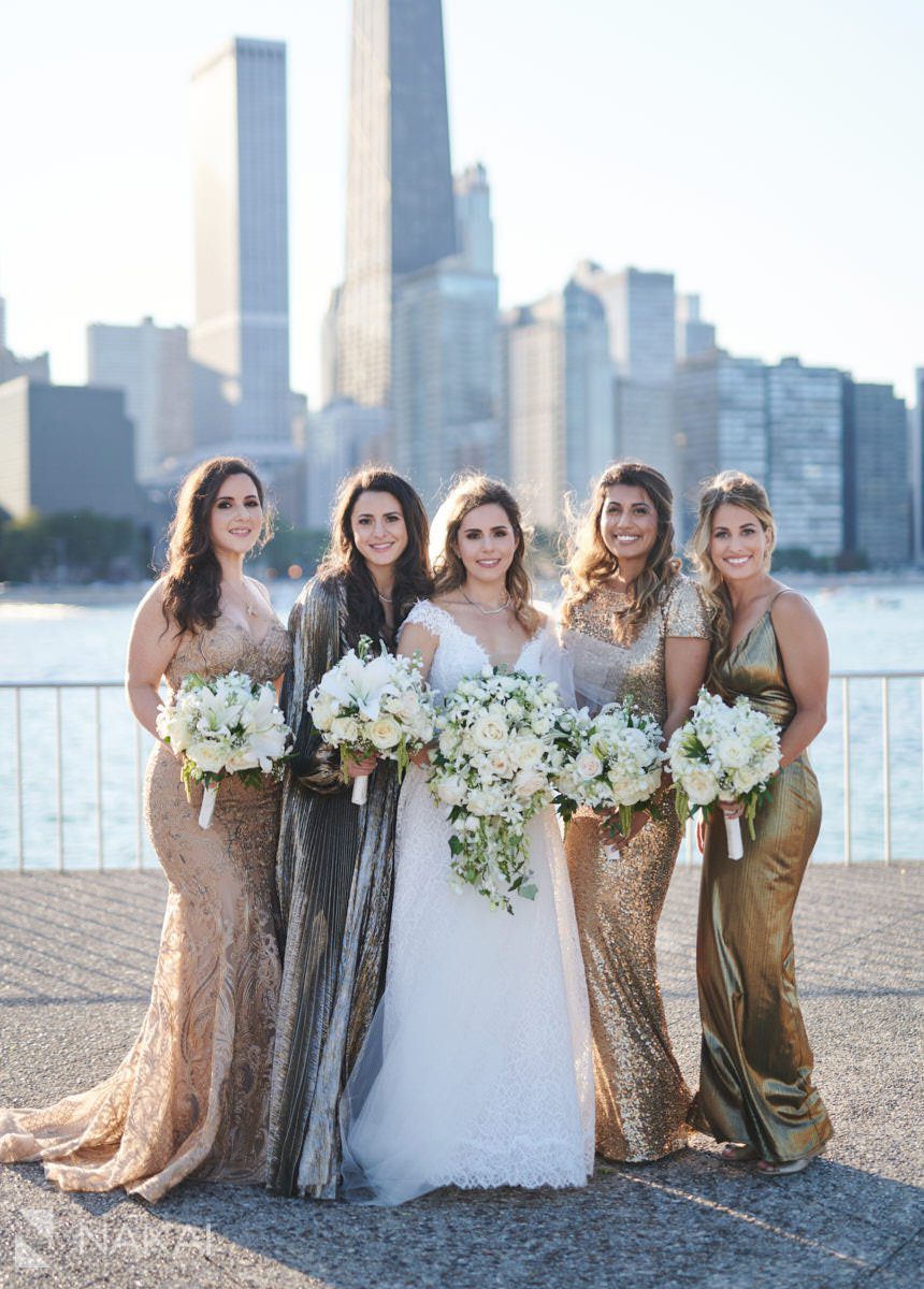 chicago olive park wedding photos skyline