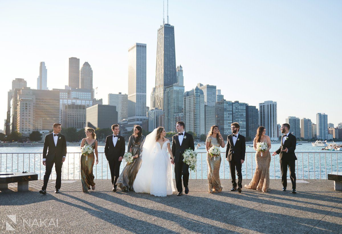 chicago olive park wedding photos skyline