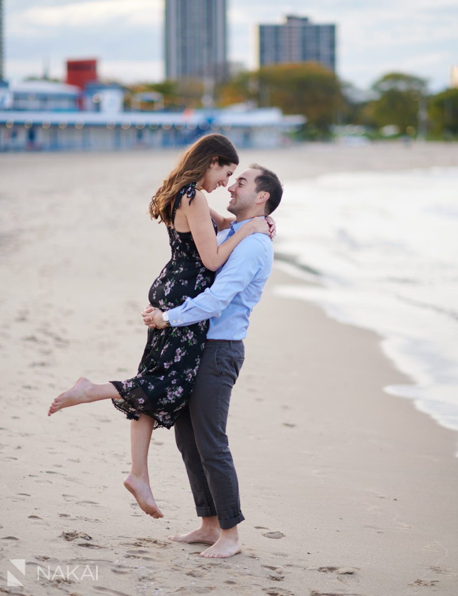 fun chicago engagement photos north ave beach