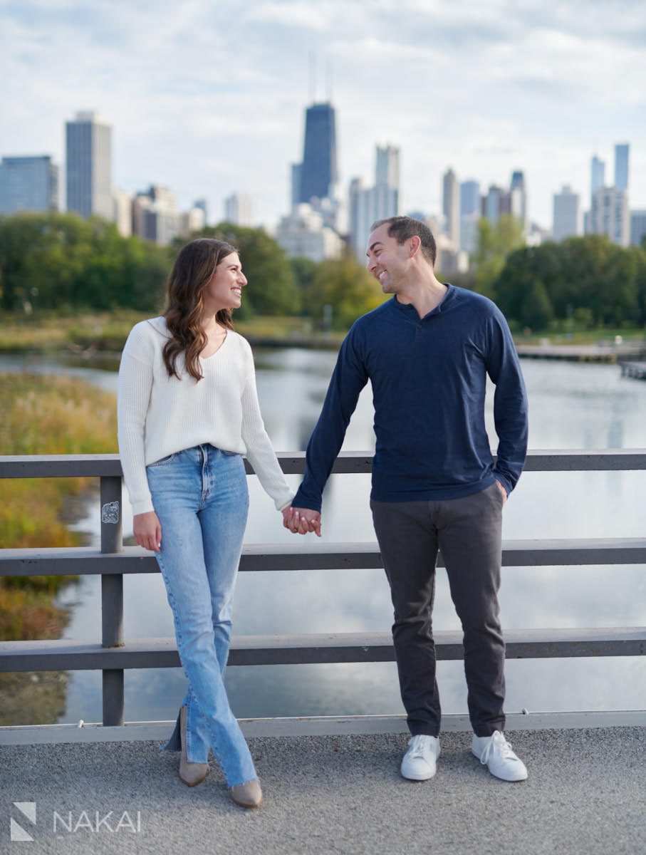 fun chicago engagement photos Lincoln Park south pond