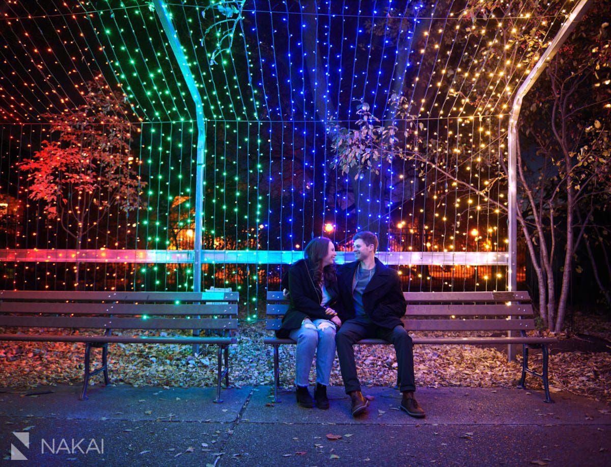 chicago winter engagement photographer zoo lights