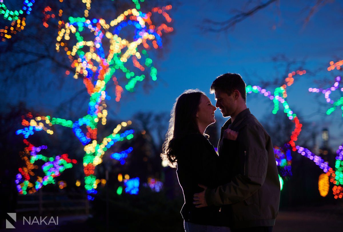 chicago winter engagement photographer zoolights