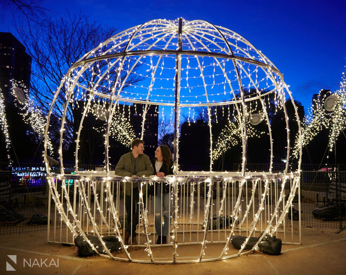 chicago winter engagement photographer zoo lights