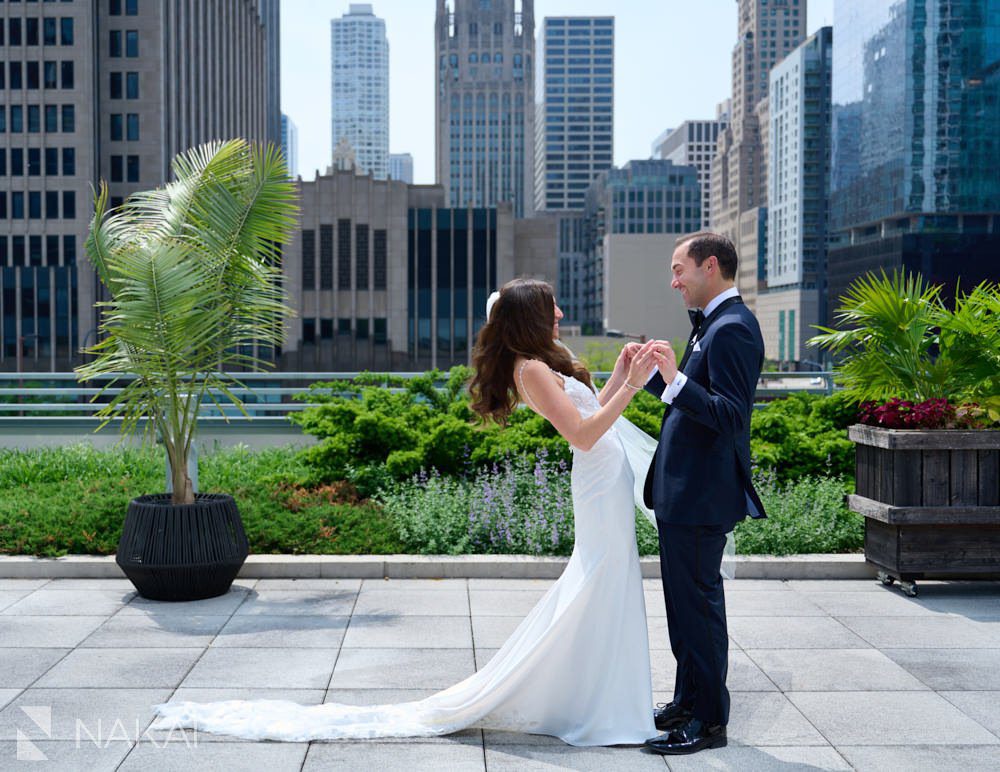 loews chicago wedding photos rooftop bride groom
