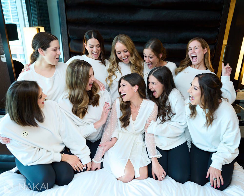 loews chicago wedding photos bridesmaids getting ready