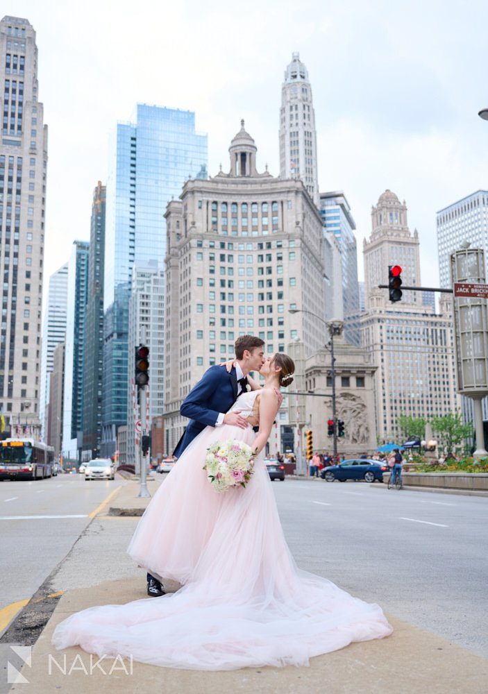 Michigan ave wedding photos chicago bride groom