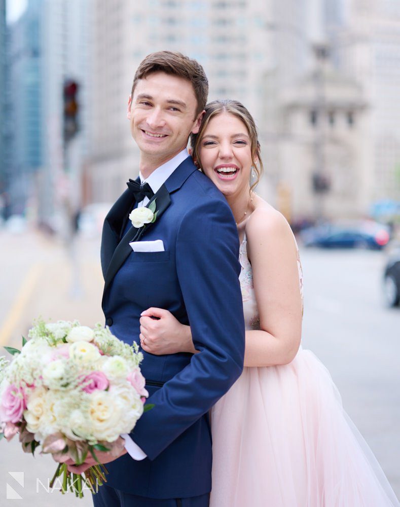 Michigan ave wedding photographer chicago bride groom