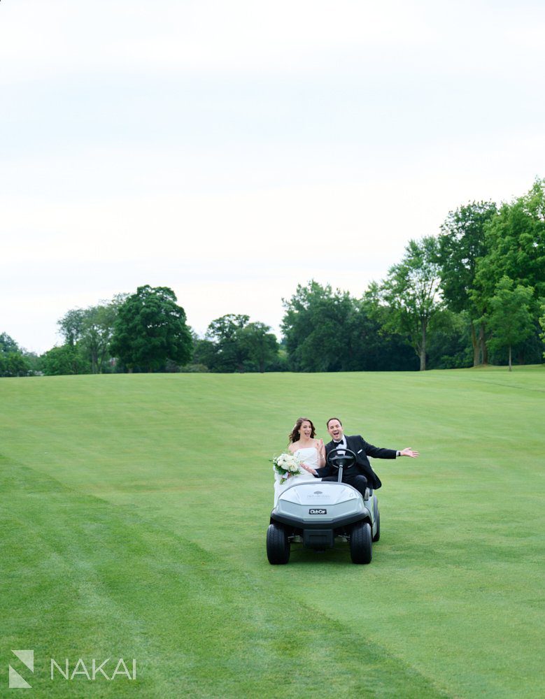 twin orchard CC wedding photos golf cart