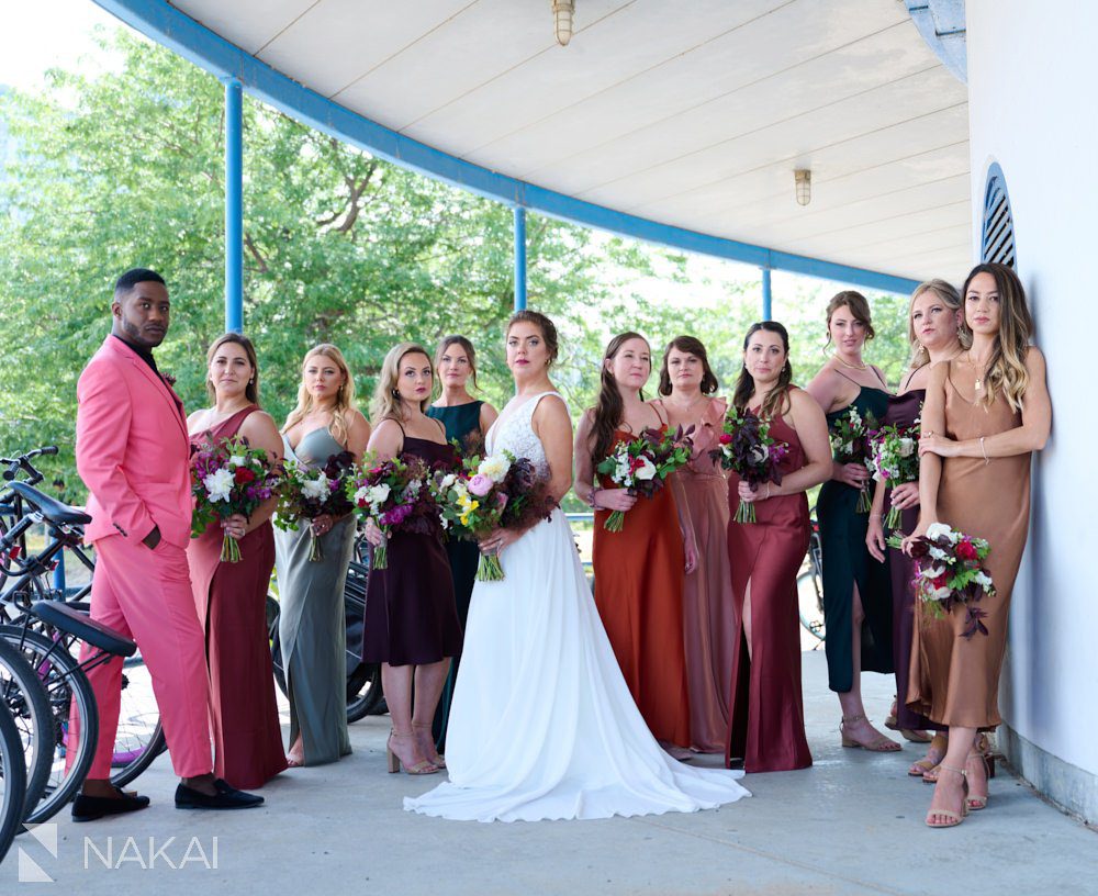 Chicago North Avenue Beach wedding photos bridal party